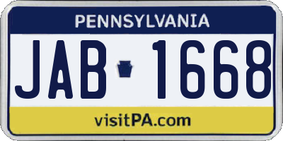 PA license plate JAB1668