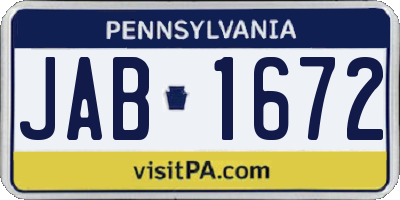 PA license plate JAB1672