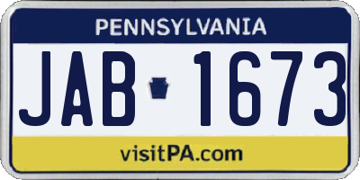 PA license plate JAB1673