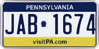 PA license plate JAB1674