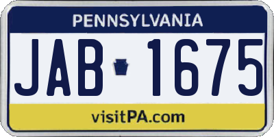 PA license plate JAB1675