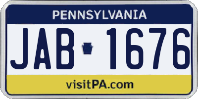 PA license plate JAB1676