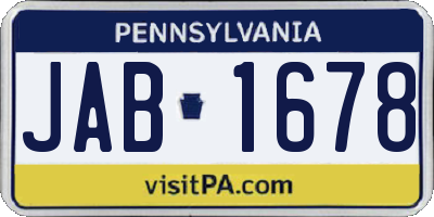 PA license plate JAB1678