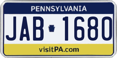 PA license plate JAB1680