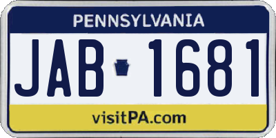 PA license plate JAB1681