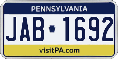 PA license plate JAB1692