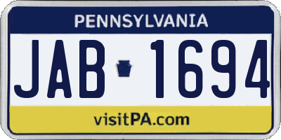 PA license plate JAB1694