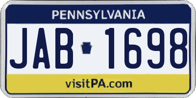 PA license plate JAB1698