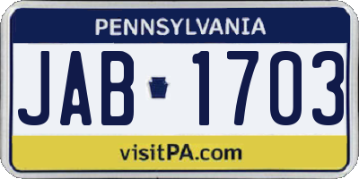 PA license plate JAB1703