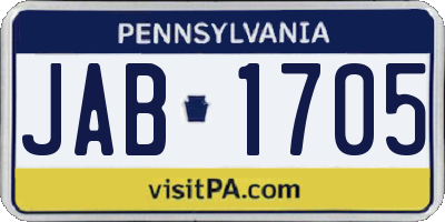 PA license plate JAB1705