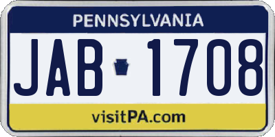 PA license plate JAB1708