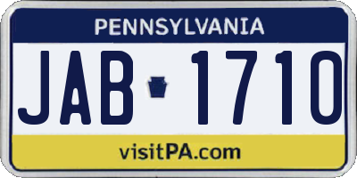 PA license plate JAB1710