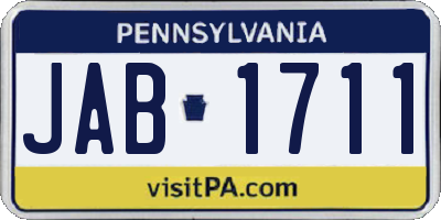 PA license plate JAB1711