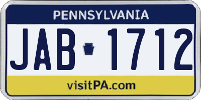 PA license plate JAB1712