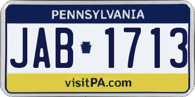 PA license plate JAB1713