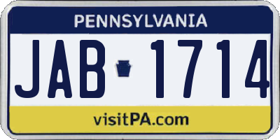 PA license plate JAB1714