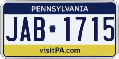 PA license plate JAB1715