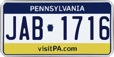 PA license plate JAB1716