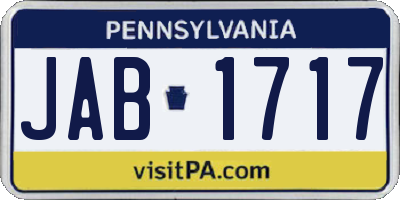 PA license plate JAB1717