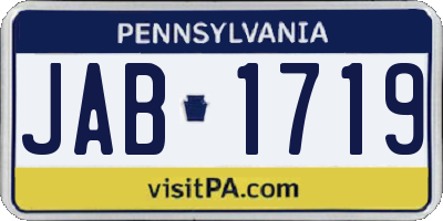 PA license plate JAB1719