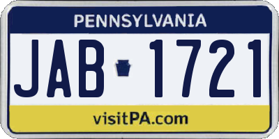 PA license plate JAB1721