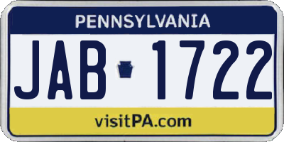 PA license plate JAB1722