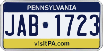 PA license plate JAB1723