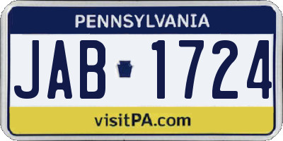 PA license plate JAB1724