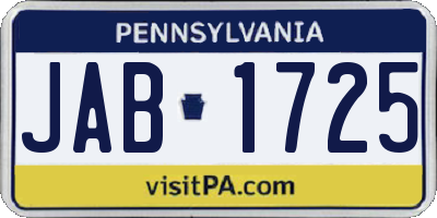 PA license plate JAB1725