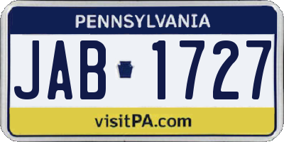 PA license plate JAB1727