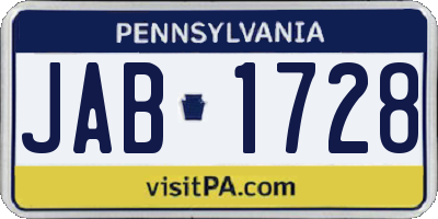 PA license plate JAB1728