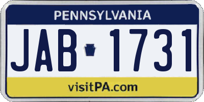 PA license plate JAB1731