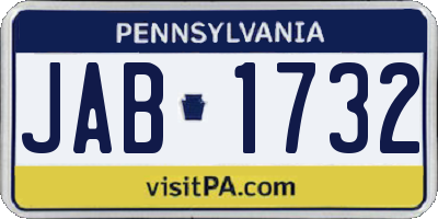 PA license plate JAB1732