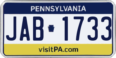 PA license plate JAB1733