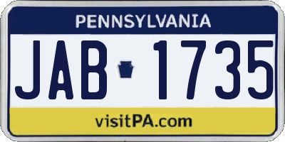 PA license plate JAB1735