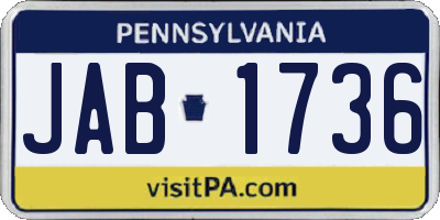 PA license plate JAB1736