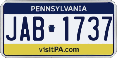 PA license plate JAB1737