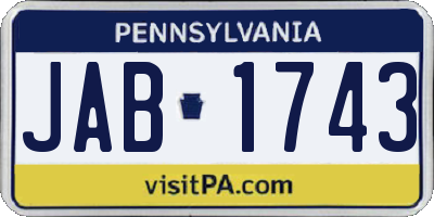 PA license plate JAB1743