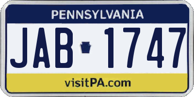 PA license plate JAB1747