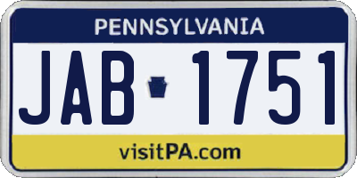 PA license plate JAB1751