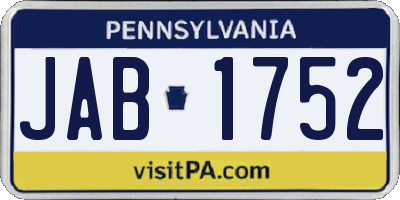 PA license plate JAB1752