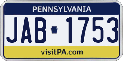 PA license plate JAB1753