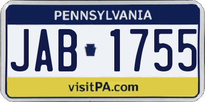 PA license plate JAB1755