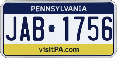 PA license plate JAB1756