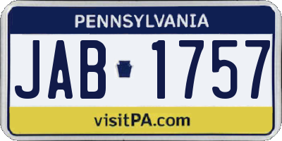 PA license plate JAB1757