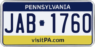 PA license plate JAB1760