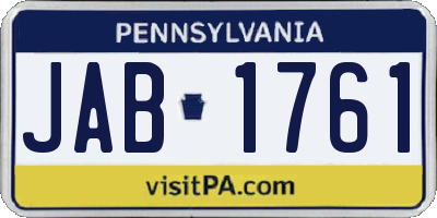 PA license plate JAB1761