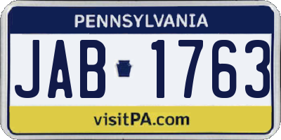 PA license plate JAB1763