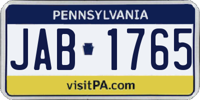 PA license plate JAB1765