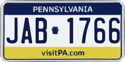 PA license plate JAB1766